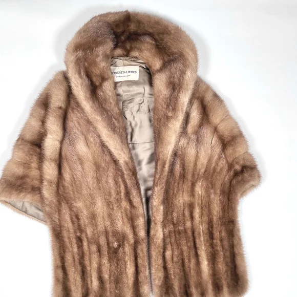 Roberts-Lories San Francisco Mink Stile Brown Fur Stole Cape OS - Picture 9 of 15